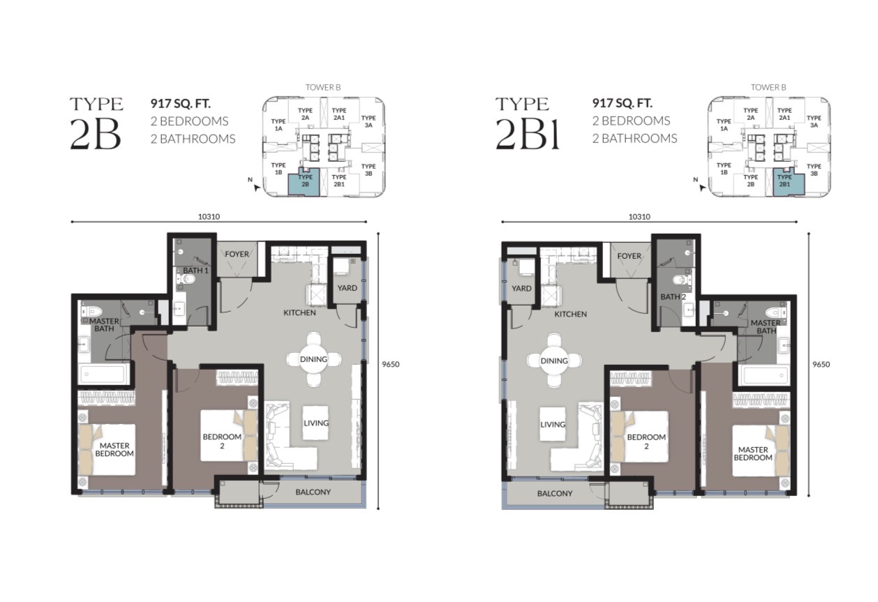 Type 2B / 2B1 floor plan
